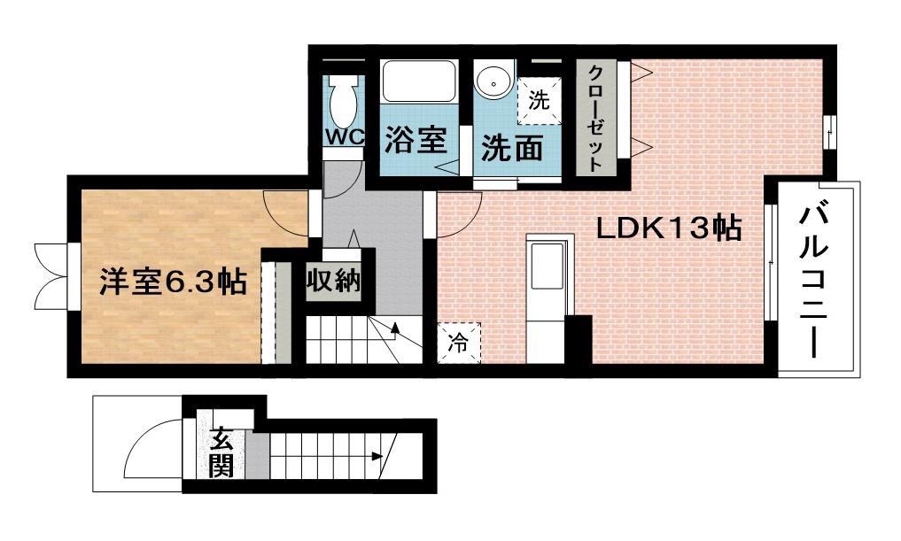 グラン ヒル 山荘(1LDK/2階)の間取り写真