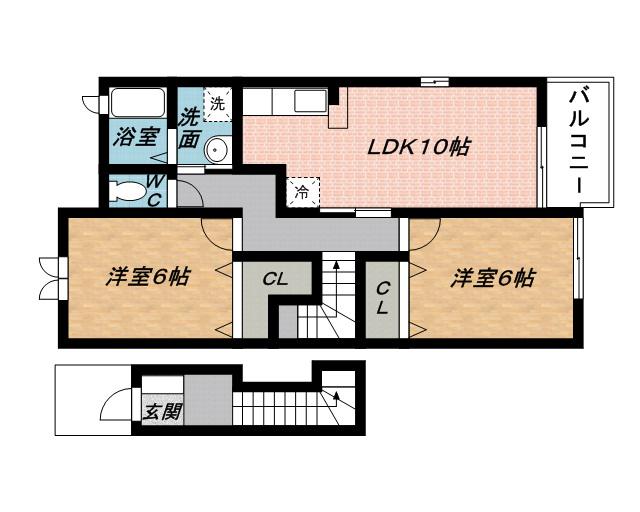 ルミエール鴻之台(2LDK/2階)の間取り写真