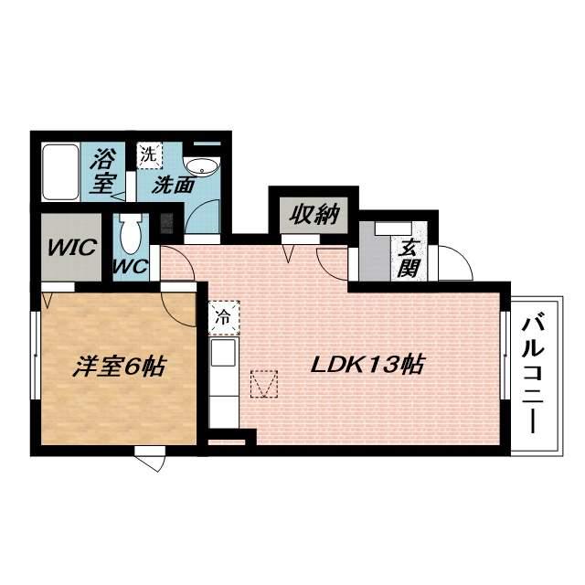 ファミーユ藤ノ木 B棟(1LDK/1階)の間取り写真