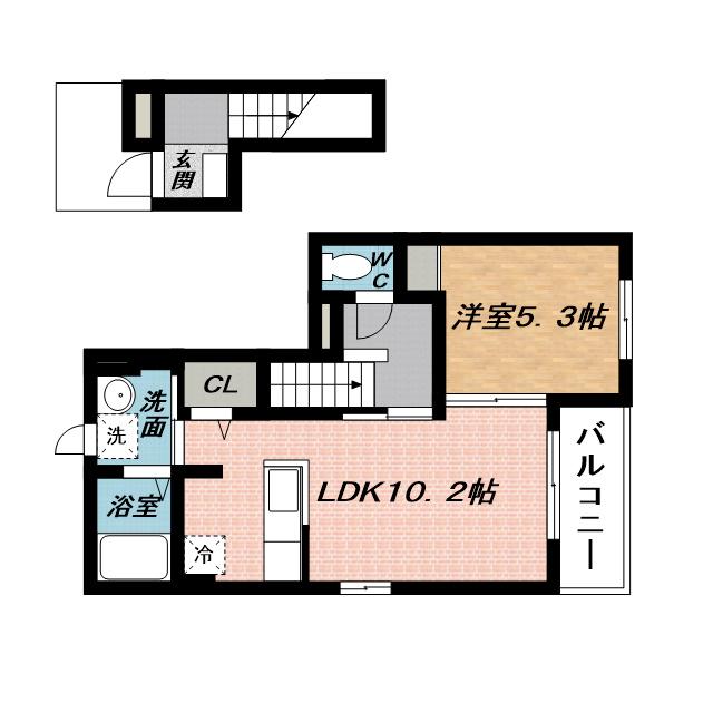 ヴィラ アベニューA(1LDK/2階)の間取り写真
