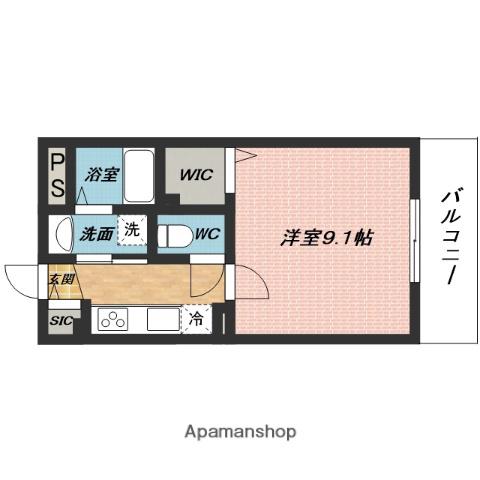 モンパールオキツモ希央台(1K/4階)の間取り写真
