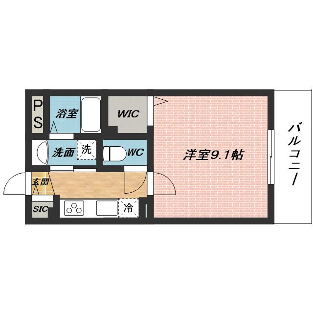 モンパールオキツモ希央台(1K/2階)の間取り写真