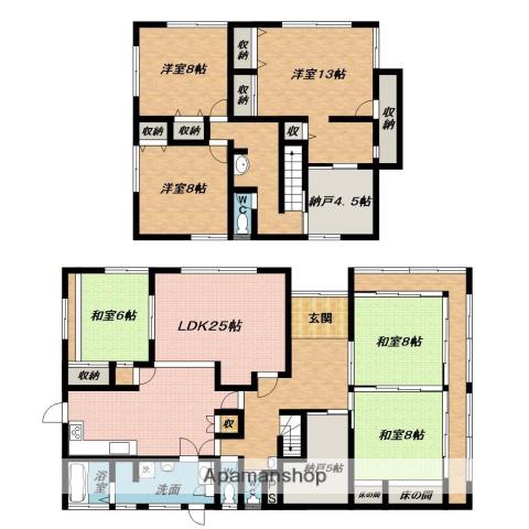 近鉄大阪線 名張駅 徒歩9分 2階建 築34年(6SLDK)の間取り写真