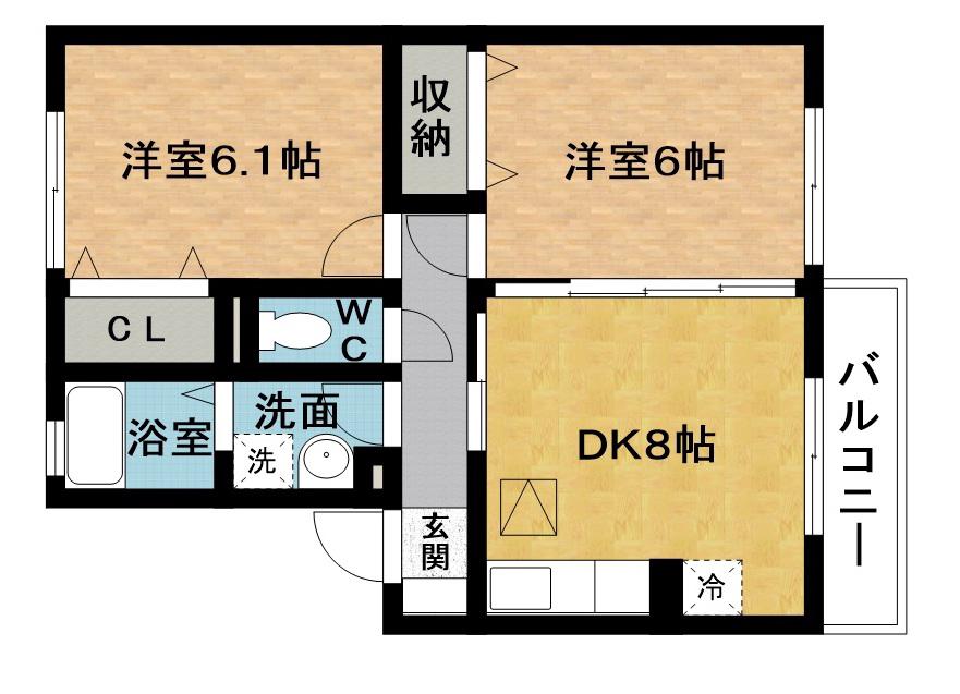 カサヴィラージュ(2DK/1階)の間取り写真