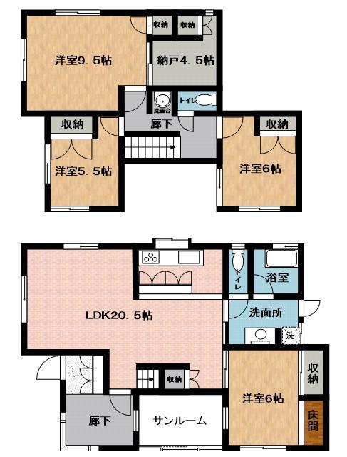 三重県名張市 2階建 築43年(5LDK)の間取り写真