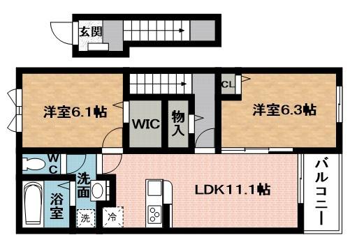 カーサプレッソ(2LDK/2階)の間取り写真