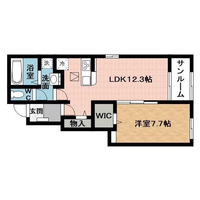 カーサプレッソ(1LDK/1階)の間取り写真