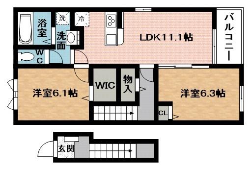 カーサプレッソ(2LDK/2階)の間取り写真