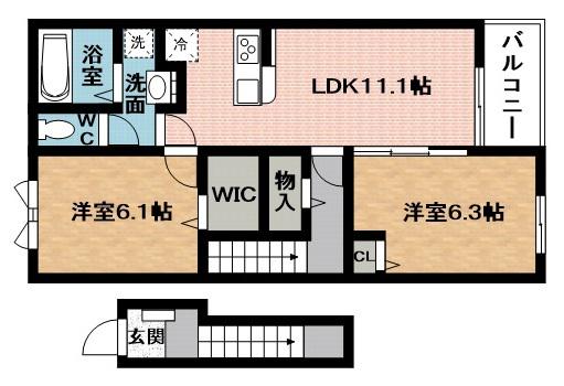 カーサプレッソ(2LDK/2階)の間取り写真