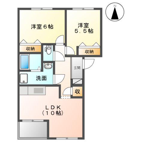 グランベルハウス(2LDK/2階)の間取り写真