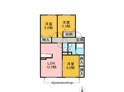 M・SQUARE(3LDK/2階)の間取り写真