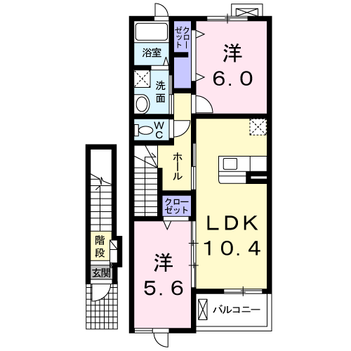 T・Y・G ソレイユ(2LDK/2階)の間取り写真