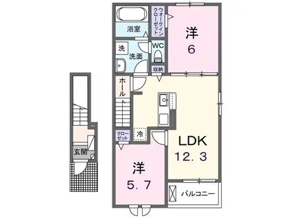 クレメント Ⅰ(2LDK/2階)の間取り写真