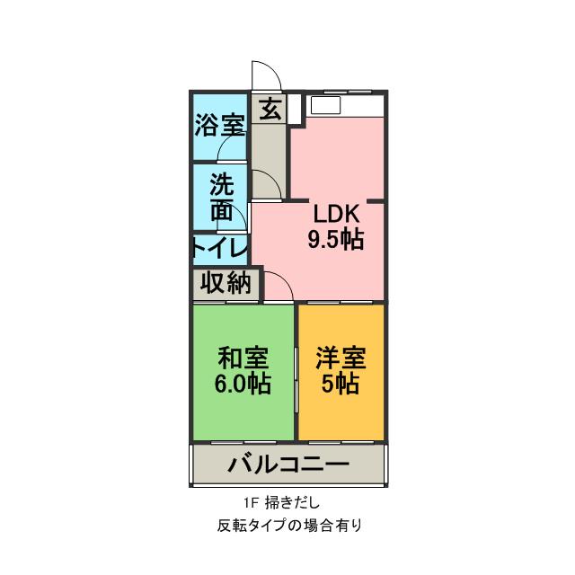 サンパレス伊藤(2LDK/1階)の間取り写真