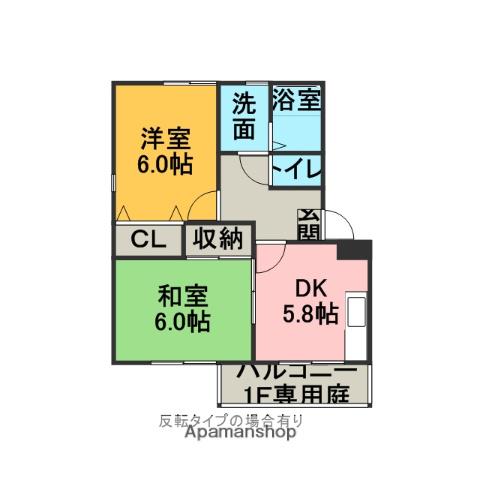 パセオエトワール(2DK/2階)の間取り写真