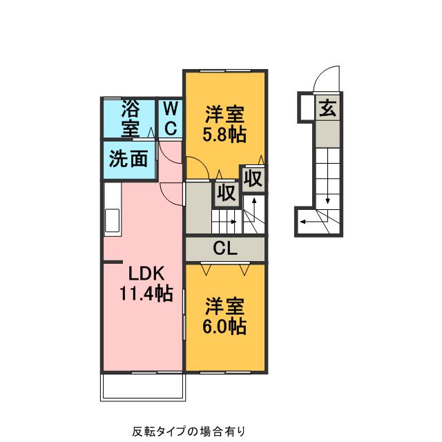 イルマーレⅡ(2LDK/2階)の間取り写真