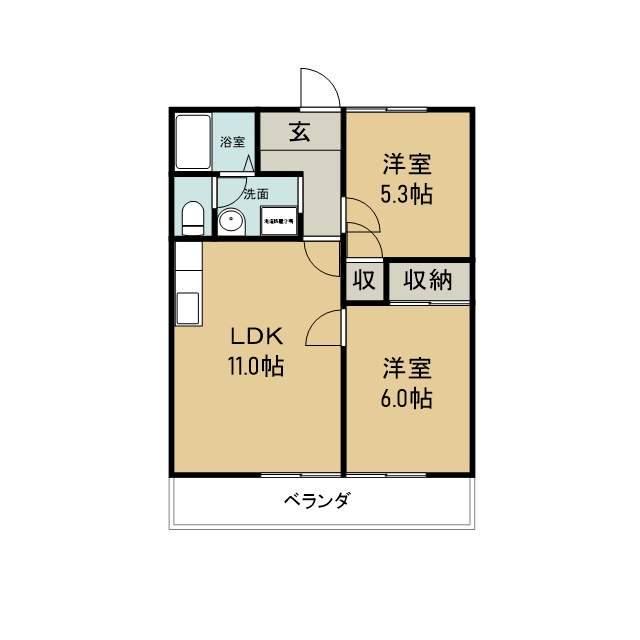 アーバンハイツNIWA(2LDK/2階)の間取り写真