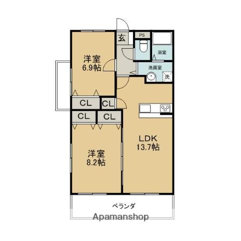 LIEN DAMUR(2LDK/1階)の間取り写真