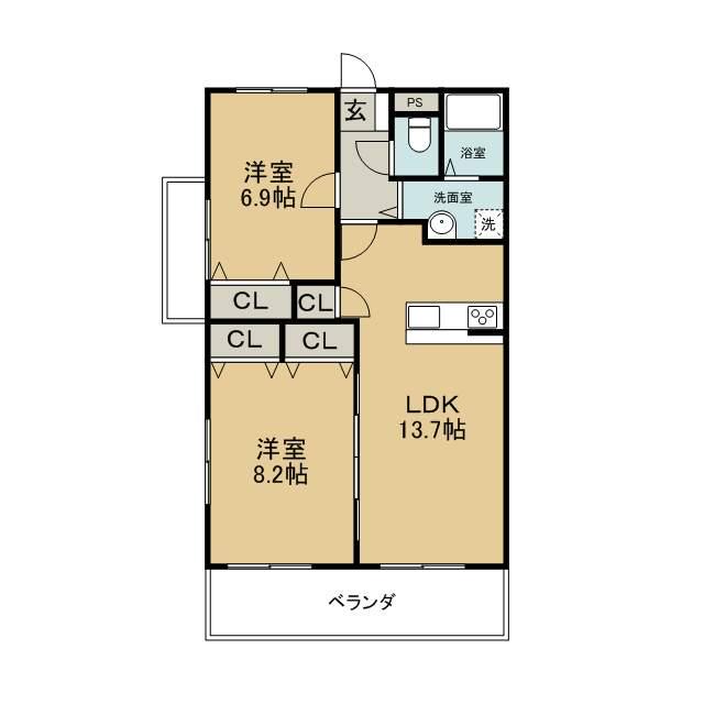 LIEN DAMUR(2LDK/2階)の間取り写真