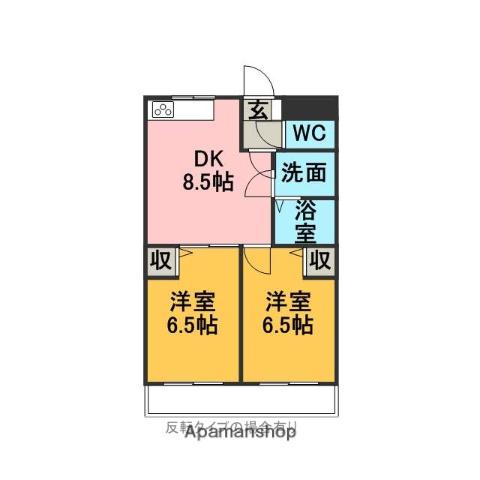クラージュ(2DK/1階)の間取り写真