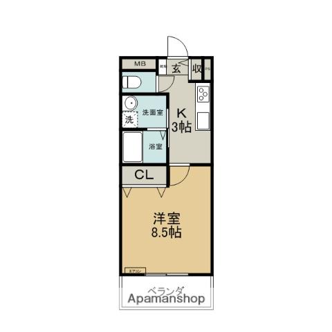 セピアコートⅢ(1K/2階)の間取り写真