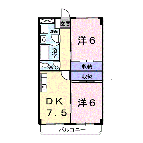 アーリーバード(2DK/3階)の間取り写真