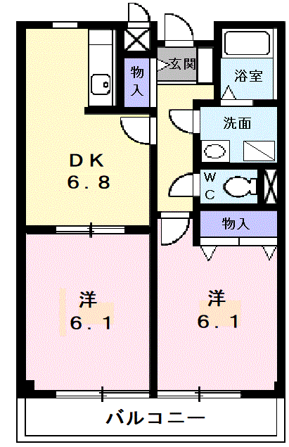 ジョイフル Ⅱ(2DK/1階)の間取り写真