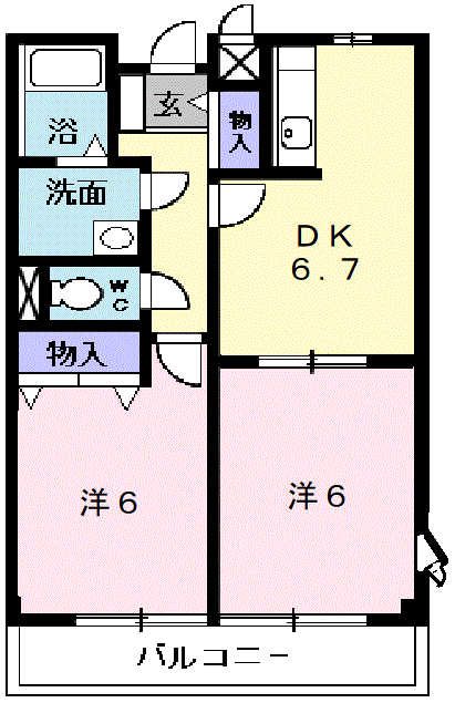 ジョイフル Ⅱ(2DK/2階)の間取り写真