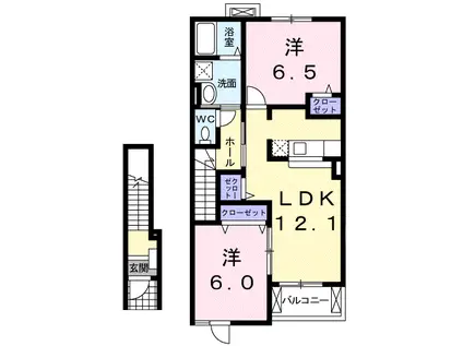 アルモニーA(2LDK/2階)の間取り写真