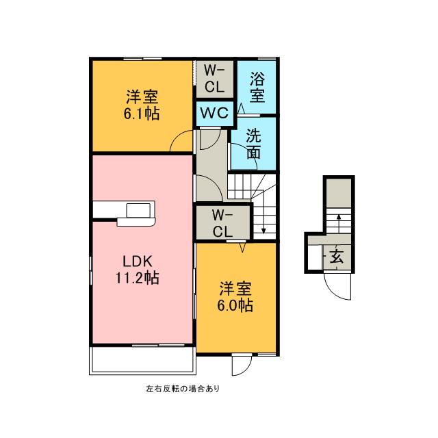 カーザ ソル レヴェンテ A(2LDK/2階)の間取り写真