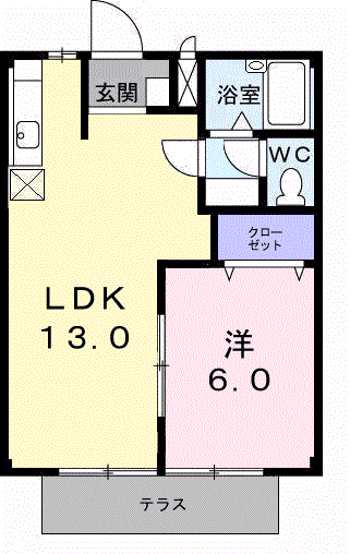 ドルフィンNO.1(1LDK/1階)の間取り写真