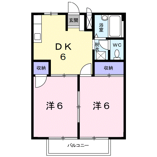 ドルフィンNO.1(2DK/2階)の間取り写真