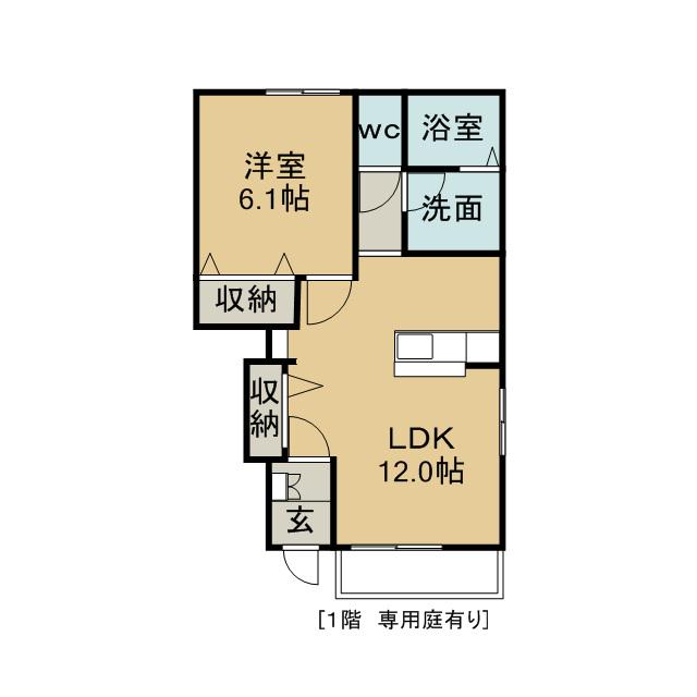 メゾン・ド・リアン(1LDK/1階)の間取り写真