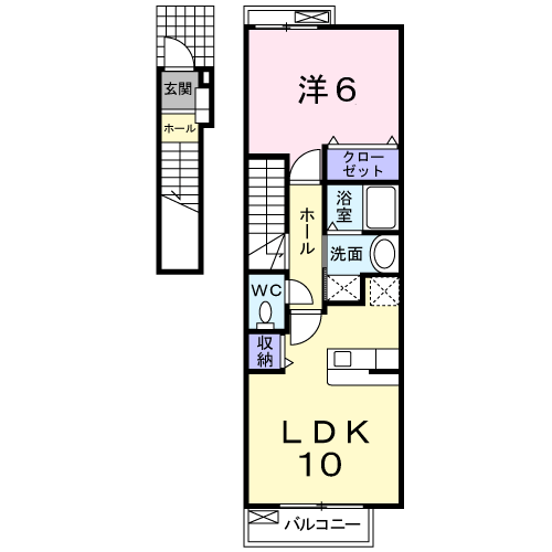 メゾン・ソレイユⅠ(1LDK/2階)の間取り写真