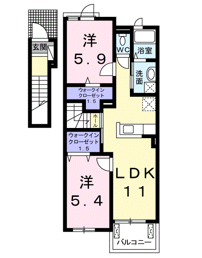 スペリアージュ Ⅱ(2LDK/2階)の間取り写真