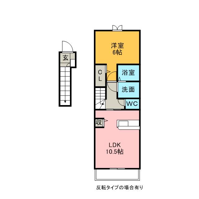 パークサイドカスミ(1LDK/2階)の間取り写真
