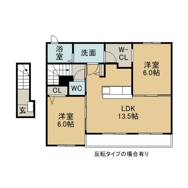 スターブル知Ⅰ(2LDK/2階)の間取り写真