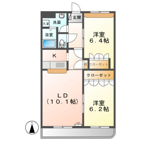 サンパレスダンディB(2LDK/2階)の間取り写真