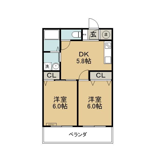 67クラブ(2DK/2階)の間取り写真