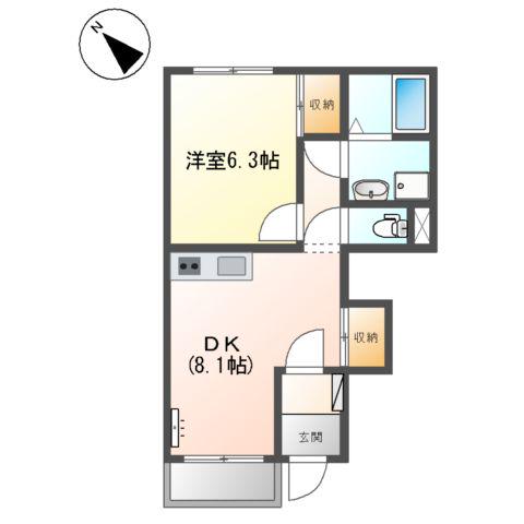 コンフォート ナナ(1DK/1階)の間取り写真