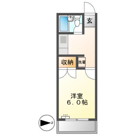 コーポパーシモン(1K/4階)の間取り写真