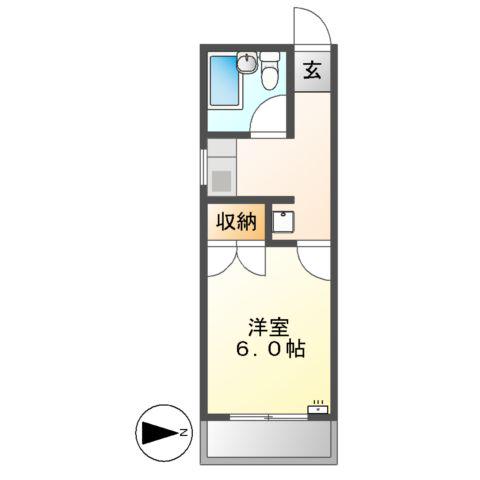 コーポパーシモン(1K/5階)の間取り写真
