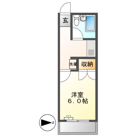 コーポパーシモン(1K/2階)の間取り写真