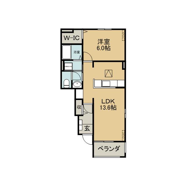 ベルベル Ⅱ(1LDK/1階)の間取り写真