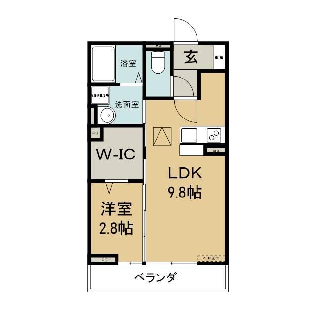 リエート中央町(1LDK/1階)の間取り写真