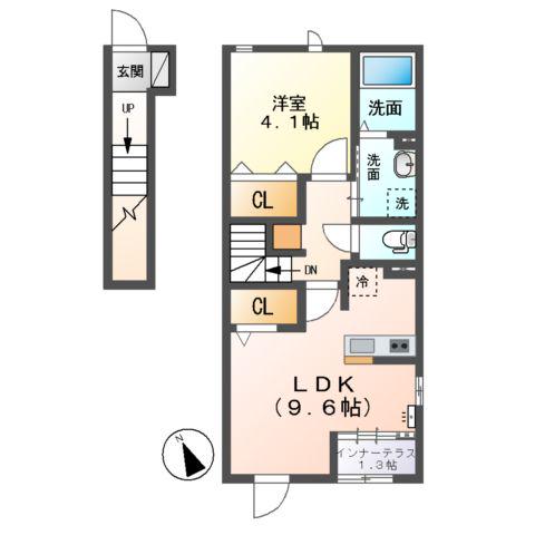 シティーリバー ハーベスト(1LDK/2階)の間取り写真
