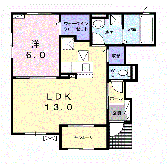 ショー・M(1LDK/1階)の間取り写真