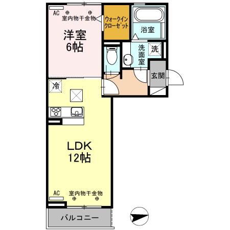 コンフィアンス(1LDK/1階)の間取り写真
