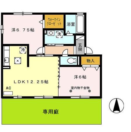 サンポーチ陽だまりA(2LDK/1階)の間取り写真