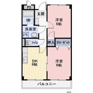 LIMPIAハーモニー(2DK/1階)の間取り写真